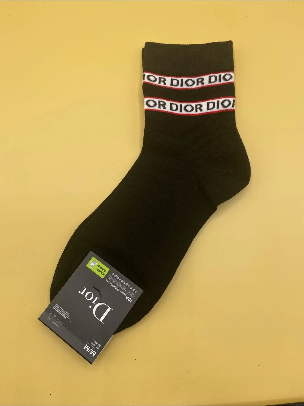 Dior Men’s Assorted Logo Crew Socks - Navy, Black & White with Red Trim